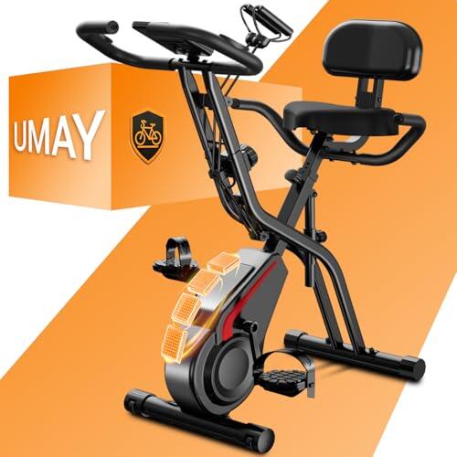 UMAY Bicicleta estática plegable, 5 en 1Bicicleta spinning profesional con Resistencia Magnética de 16 Niveles, Bicicleta estatica plegable para el hogar Bici de Sala con Asiento Cómodo, Máx 136 kg