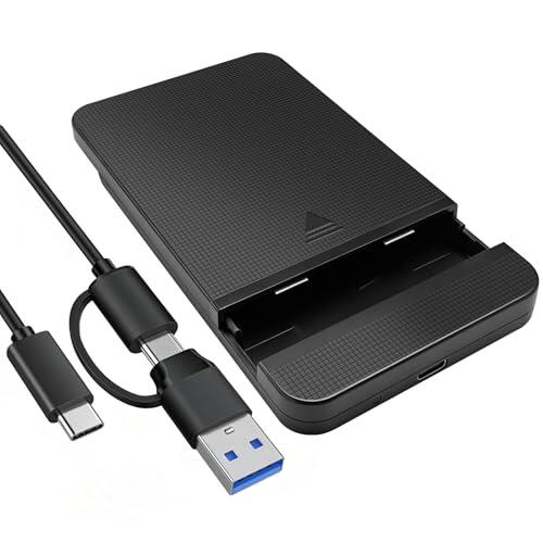 LAIVIYA Carcasa Disco Duro 2,5 ", USB 3.1 Gen 1 Carcasa SSD 5Gbps, Soporta UASP, Carcasa Disco Duro para HDD y SSD SATA III, Compatible con 7mm y 9.5mm, Cable USB C/A
