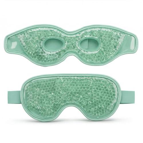 Máscara refrescante de gel para los ojos 2 unidades reutilizable máscara de enfriamiento para mujer hombre migraña terapia de frío caliente ojos secos aliviar la fatiga ocular (Verde)