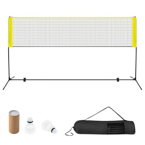 LIFEZEAL - Juego de bádminton portátil, red de bádminton con altura ajustable, 89-115 cm, 2 bolas de bádminton, red deportiva plegable con bolsa de transporte (amarillo, 310 x 102 cm)