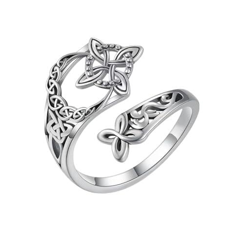 Genérico Anillo De Plata De Ley 925, Anillo De Nudo De Bruja, Joyería Celta, Regalos Para Mujeres, Anillos De Nudo De Protección De Brujas, Anillos Ajustables Abiertos Para El Pulgar