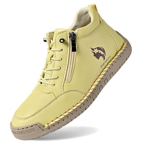 Generisch 2026 Modelos Montela Sneakers Mocasines Casual Mujer con Cremallera Correa al Tobillo, amarillo, 43 EU Ancho