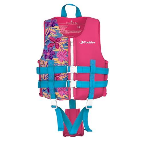 Tooklee Chaleco de Natación para Niños, Chaleco de Piscina con Tirantes Dobles Ajustables, Neopreno Premium Suave, Probado por TÜV y Seguro, Correa De Entrepierna Más Ancha, Ligero y Cómodo