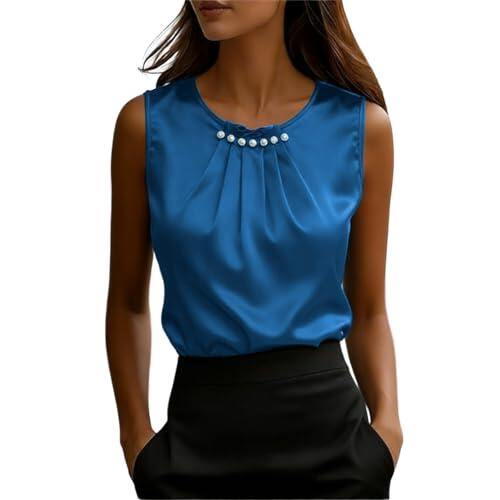 Genérico Top Verde Mujer Camisola de Saten Elegante con Tirantes para Uso Interior o como Prenda Casual de Mujer (Blue, M)