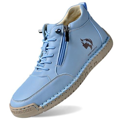 Generisch 2026 Modelos Montela Sneakers Mocasines Casual Mujer con Cremallera Correa al Tobillo, azul, 42 EU Ancho