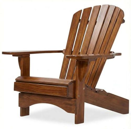 Original Dream-Chairs - Sillón Adirondack Comfort de luxe « Nogal » | Madera maciza de fresno, acabado teñido en nogal, respaldo ergonómico de 7 lamas, uniones de madera ocultas