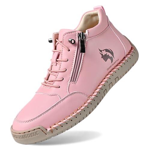 Generisch 2026 Modelos Montela Sneakers Mocasines Casual Mujer con Cremallera Correa al Tobillo, Rosa., 37 EU Ancho
