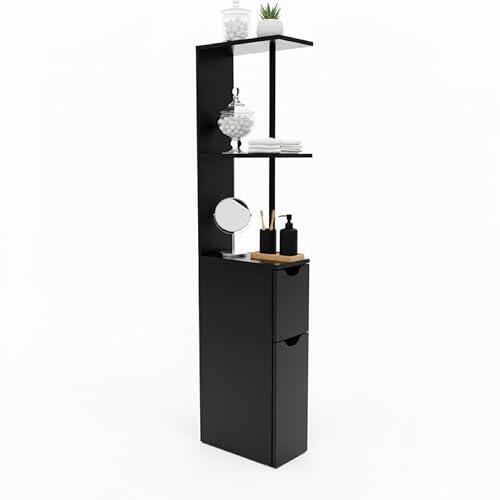Baroni Home Columna de baño que ahorra espacio, mueble alto con estantes abiertos y puertas, armario multiusos, columna moderna para baño, cocina y dormitorio, 30 x 15 x 118 cm, 3 estantes y 2 puertas
