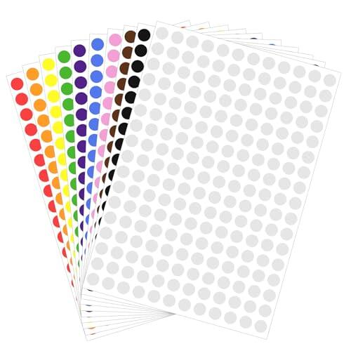2040 unidades de puntos adhesivos redondos de 10 mm, pegatinas puntuales de colores, puntos de colores, pegatinas de puntos, puntos de marcado para manualidades, oficina, hogar, escuela