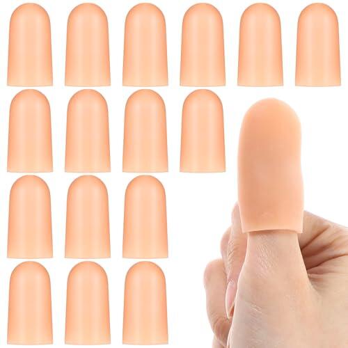 Ptwola 16 fundas protectoras de silicona para dedos, impermeables, suaves, de goma, para el pulgar, para proteger los dedos