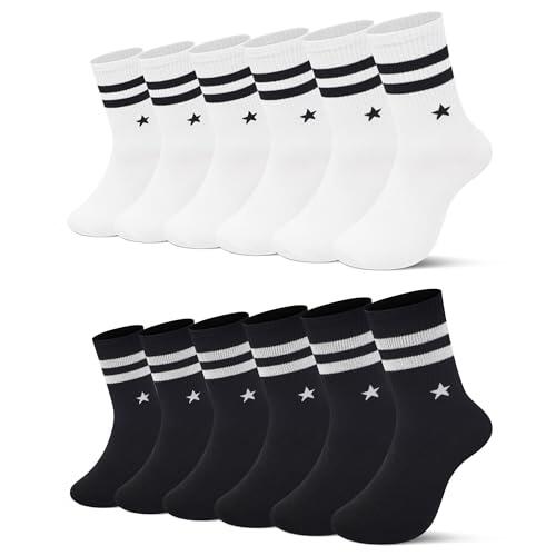 GOVIA 2899 - Calcetines de deporte para niños, adolescentes, ocio, tenis, fútbol, algodón, para niños, adolescentes, ocio, tenis, fútbol, 12 pares - 2888, 39-42 cm