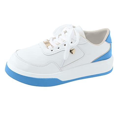 Zapatillas de correr para mujer, zapatillas de deporte con suela gruesa, transpirables, antideslizantes, de piel sintética, para exteriores, tenis, fitness, ligeras, para correr por carretera, azul