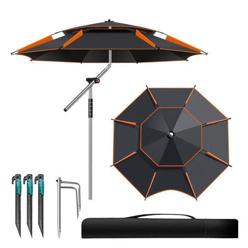 HJNFL Sombrilla Terraza Exterior 240 cm, Plegable con Bolsa de Almacenamiento，Sombrilla para protegerse del sol y de la lluvia, Giratoria 360°, para Balcón y Playa, Color negro anaranjado
