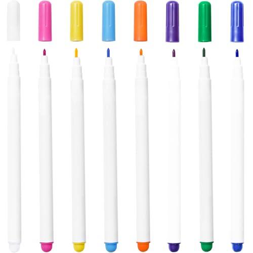 XETHI 8 rotuladores para Tela para Costura | 8 Colores bolígrafo borrable con Calor para Tela | bolígrafo Soluble en Agua para Acolchado, confección, Manualidades