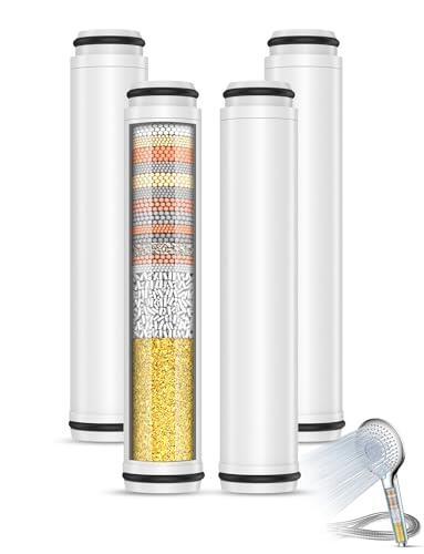 MEKO Pack de 4 filtros solo para ducha de mano con ASIN B0C1ZHZYPG de MEKO, 15 capas de filtro de repuesto para agua dura, limpieza y eliminación de cloro y sustancias nocivas (Negro-pack de 4)