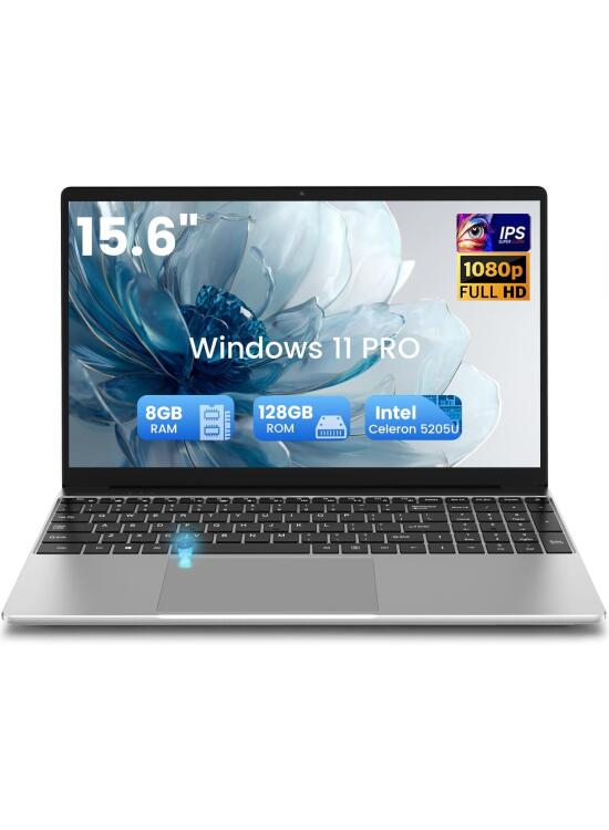 2026 Ordenador portátil 15.6 Pulgadas pc portátil 5025U, 8GB RAM 128GB SSD DDR4, Lector Huellas dactilares, 5G WiFi USB 3.0, 1920 x 1080 IPS FHD, 5000 mAh, Teclado Completo retroiluminado/Panel táctil