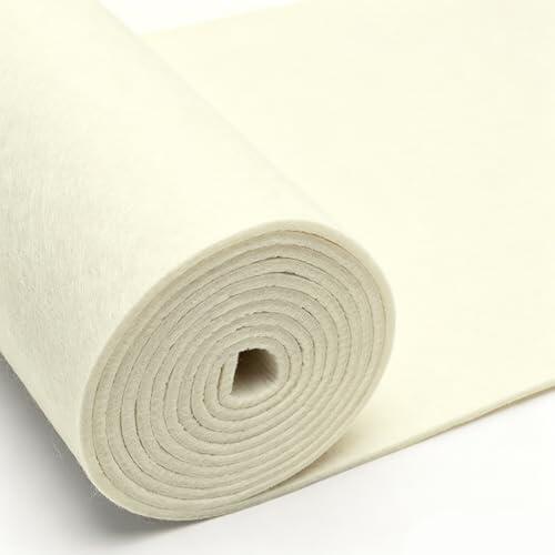 LUPATDY Tela de Fieltro Beige 30cm x 250cm, Rollo de Fieltro para Manualidades, Telas por Metro, 4mm de Grosor, Tela de Fieltró para Patchwork, Costura, Manualidades, Decoración