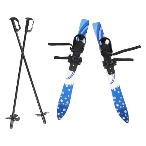 Juego de tablas de snowboard con fijaciones y 2 bastones de esquí para niños, de plástico, capacidad de carga de 50 kg, adecuado para esquí, esquí de hierba, esquí de arena y otras actividades al aire