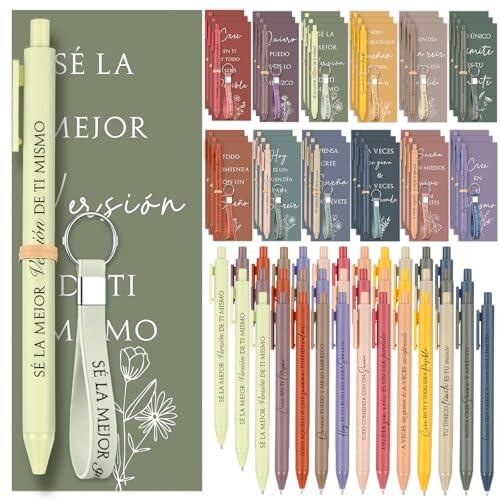 Tenare 36 Sets Bolígrafos Inspiradores Llaveros Marcadores de Libros Plumas Retráctiles con Frases Motivadoras Regalos Motivacionales para Compañeros de Trabajo Empleado Amigos Oficina, Tinta Negra