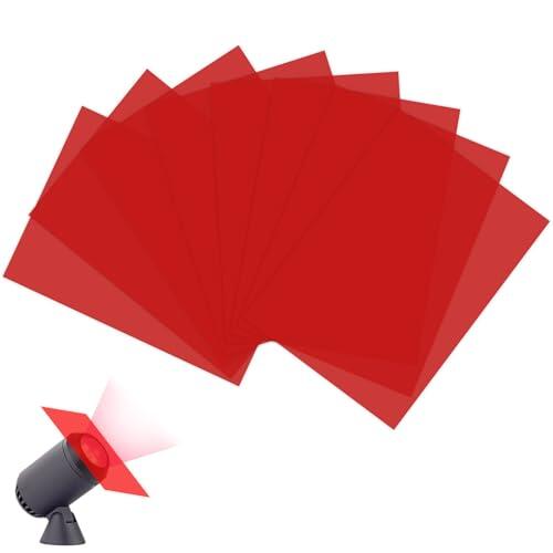8 Piezas Rojo de Gel de Colores Transparentes, Filtros de Color de Iluminación Filtro de Corrección de Color para Luces Fotográfico LED Flash