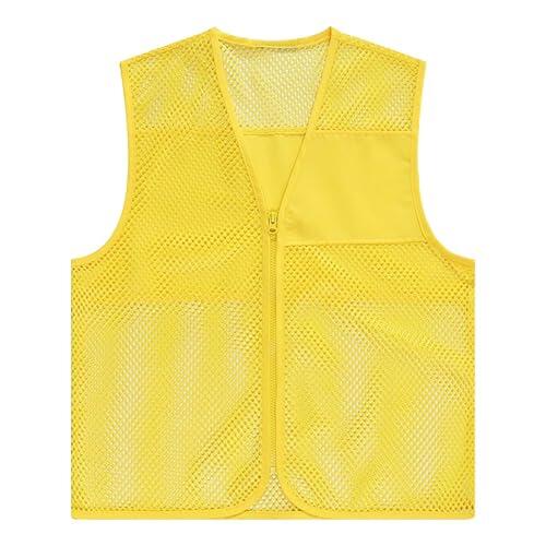 QXQLSH - Chaleco de pesca para hombre, sin mangas, con cremallera, con diseño transpirable, tela duradera, chaleco al aire libre para correr, deportes, ciclismo y uso en verano, amarillo, 3XL
