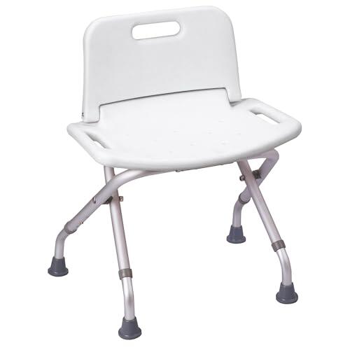 Well Home Asistencia domiciliaria: Asiento de Ducha Tipo :Silla de Ducha Plegable, Aluminio y Polipropileno, Ideal Asistencia de Mayores