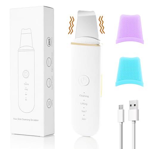 Peeling Ultrasonico Facial, Limpiador Ultrasonidos Facial con 4 Modos e Intensidad Ajustable，4 en 1 Espatula para Limpieza Facial, Skin Scrubber Removedor de Puntos Negros para Dispositivo de Belleza