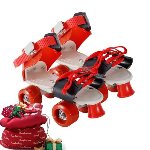 Patines de ruedas Quad ajustables – Patines para exteriores de doble | Diseño de 4 ruedas resistente al desgaste, sin necesidad de quitarse los zapatos, patines de ruedas para niños y adolescentes