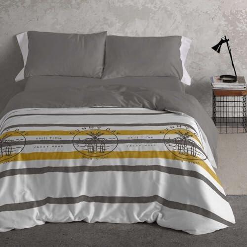 Burrito Blanco | Fundas nórdicas Estampadas | Cama de 105cm. (+Medidas Disponibles) | Diseño 147 | Color Gris (105x190/200cm.)
