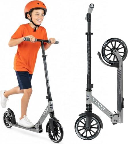 Patinete plegable con suspensión para adultos y adolescentes, manillar ajustable, ruedas grandes de 200 mm, estructura ligera, capacidad de carga de hasta 113 kg, Madd Gear Metro Cruise 250