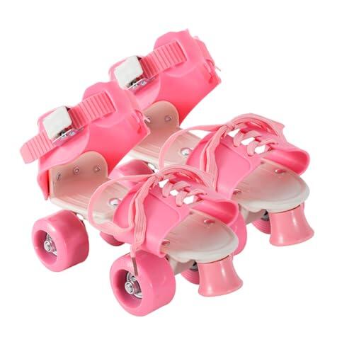 Patines de ruedas Quad ajustables – Patines para exteriores de doble | Diseño de 4 ruedas resistente al desgaste, sin necesidad de quitarse los zapatos, patines de ruedas para niños y adolescentes
