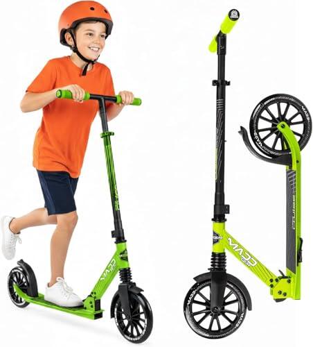 Patinete plegable con suspensión para adultos y adolescentes, manillar ajustable, ruedas grandes de 200 mm, estructura ligera, capacidad de carga de hasta 113 kg, Madd Gear Metro Cruise 250