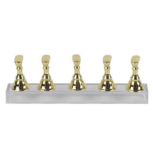 Fyearfly Expositor de uñas postizas, soporte para práctica de manicura, bandeja magnética dorada, herramientas profesionales de manicura para salón de uñas y uso doméstico, material