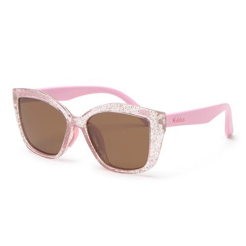 Kiddus Gafas de Sol Niña 4-8 Años, Polarizadas UV400 CAT3, Montura TR90 Flexible, Patillas TPE, Puente de Silicona, Certificación CE ISO REACH
