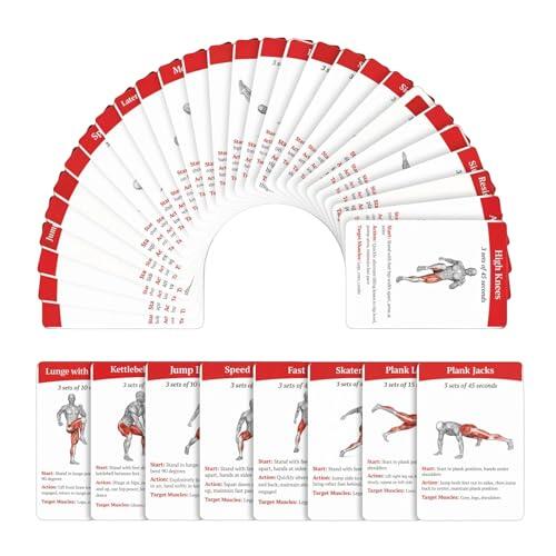 Baraja de Cartas de Entrenamiento,36 Piezas de Cartas Guía de Fitness | Guía de Ejercicios de Entrenamiento,Para Hombres, Principiantes, Avanzados, Hogar, Gimnasio Y Actividades Al Aire