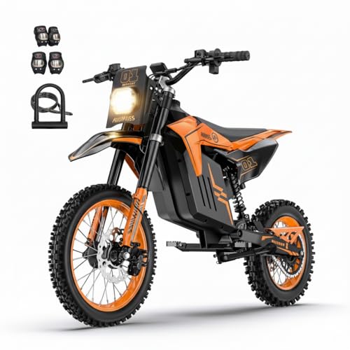 MilePop1 Moto Eléctrica para Adolescentes Y Adultos, Motor 3000W |220Nm|Velocidad Máx. 50 Km/H| 48V/25Ah |Pendiente 30°,con Frenos Hidráulicos Y Música, Pit Bike Todoterreno para Mayores 13 Años