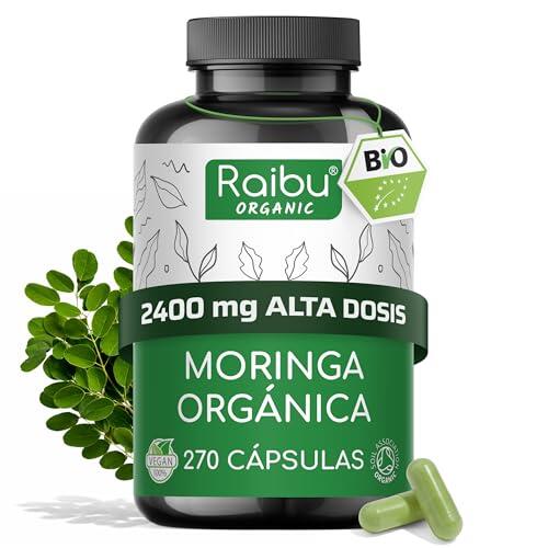 Moringa Oleifera Orgánica Pura, 2400 mg por Dosis - 270 Càpsulas Veganas con Vitaminas, Minerales y Antioxidantes - 2+ Meses de Suministro - Moringa en Polvo: 100% BIO, sin aditivos & sin OGM