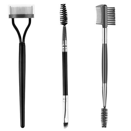 Set de 3 piezas para cejas y pestañas cepillo cejas, separador de pestañas y peine espoolie para ojos, herramientas de maquillaje profesionales