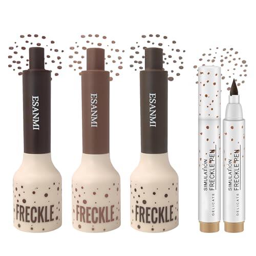 4Piezas Lapiz Pecas Maquillaje Freckle Pen Freckle Stamp Natural Realista Impermeable Color Duradero Aplicable En Capas A Prueba Fugas Portátil Ideal Para Maquillaje Mujeres