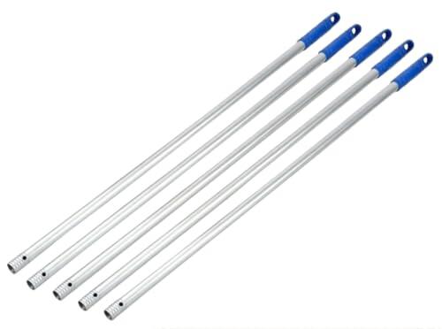 Sanjoma Palo de escoba o fregona, de Aluminio Anodizado 1,50 m Espesor 1 mm Mango Azul con Agujero (4)