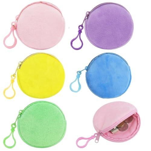 SWYZOR Monedero Pequeño,5 Pcs Monedero Redondos para Niños, Monederos de Colores Dulces,con Llavero, Mini Monederos Portátiles con Cremallera,para Niños y Niñas