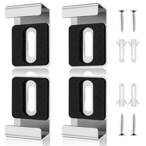 FINELYCR 4 Piezas Soporte Espejo Pared, Orificio Único Ancho Clips de Espejos, Plata Clips de Metal para Espejo, para Espejos con un Grosor de 17 a 19 mm