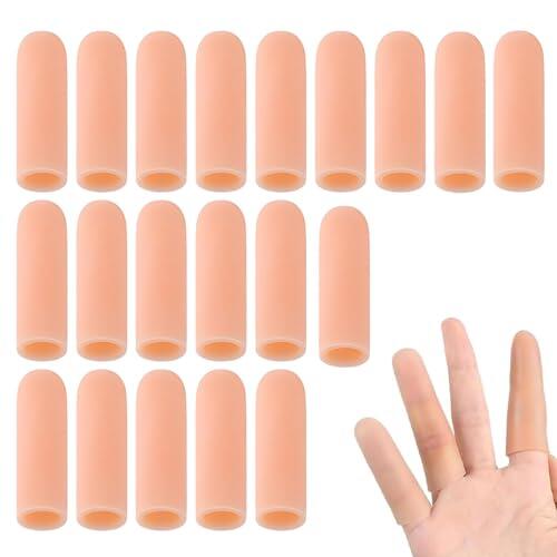 IBXWMNG 20 Piezas Protector de Dedos de Gel de Silicona, Dediles Flexibles para Alivio de Agrietamiento, Callos y Artritis, Fundas Protectoras de Manos, Cuidado de Dedos, Beige