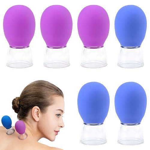GWEOR 6 Ventosas de Silicona, Set de Cupping para Masaje de Espalda, Rostro y Piernas, Alivio del Estrés y Cuidado Corporal Integral