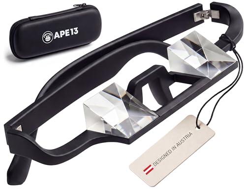 APE13 Climbing Belay Glasses – Gafas de escalada para asegurar con lentes prismáticas – ligeras y resistentes – adecuadas para usar gafas – Incluye funda dura, correa, mosquetón y paño de limpieza