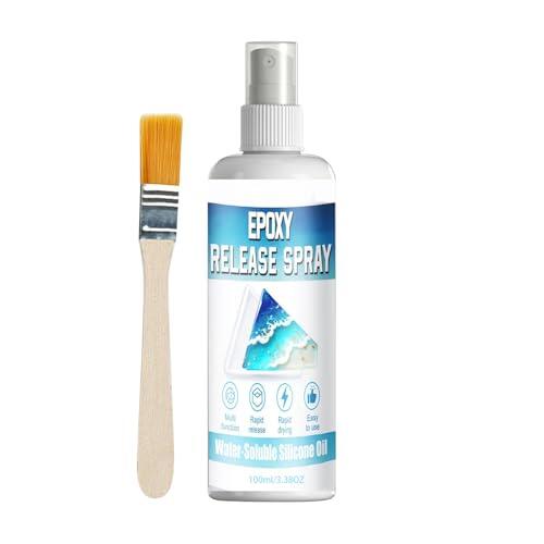 Spray de liberación de moho de resina, 100 ml, secado rápido, spray de liberación de silicona, para garaje, sala de manualidades, estudio, velas, jabón, hormigón, yeso, fundición en casa, taller