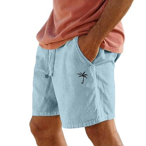 Pantalones cortos de verano para hombre, de lino, con goma elástica, ligeros, monocromáticos, sueltos, para el tiempo libre, #002, XXL