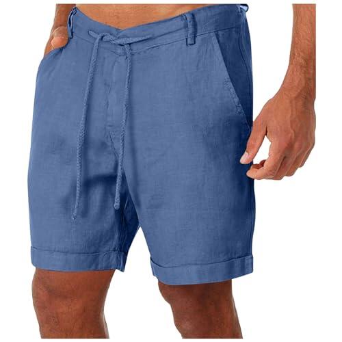 Pantalones cortos Bermudas de verano para hombre con cintura elástica y bolsillos, pantalones cortos casuales de verano para hombre, pantalones cortos de color sólido, #002, S