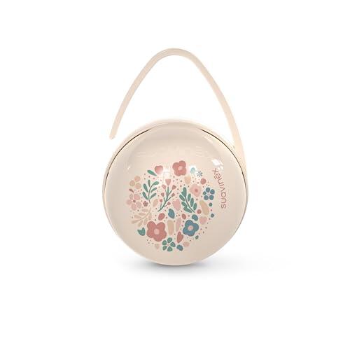 Mantén los chupetes de tu bebé siempre limpios y a mano con el estuche Wonder Flores Beige