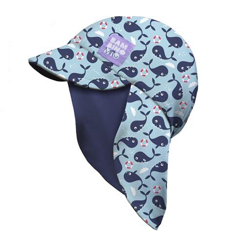 Bambino Mio, Gorro de baño Reversible con protección Solar UPF 40+ (1-3 años) para bebés y niños pequeños - Ballena Azul, para niños y niñas